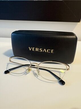 Versace Gold and Black Women's Metal Eyeglass Frames